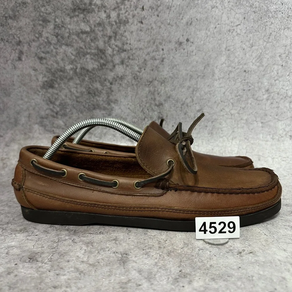 Island Surf Company Cod Boat Shoes Mens 11 Brown Leather Moccasin Toe Casual